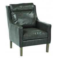 OSP Home Furnishings SB257-BD26 Colson Pewter Bonded Leather Accent Chair with Solid Wood Legs